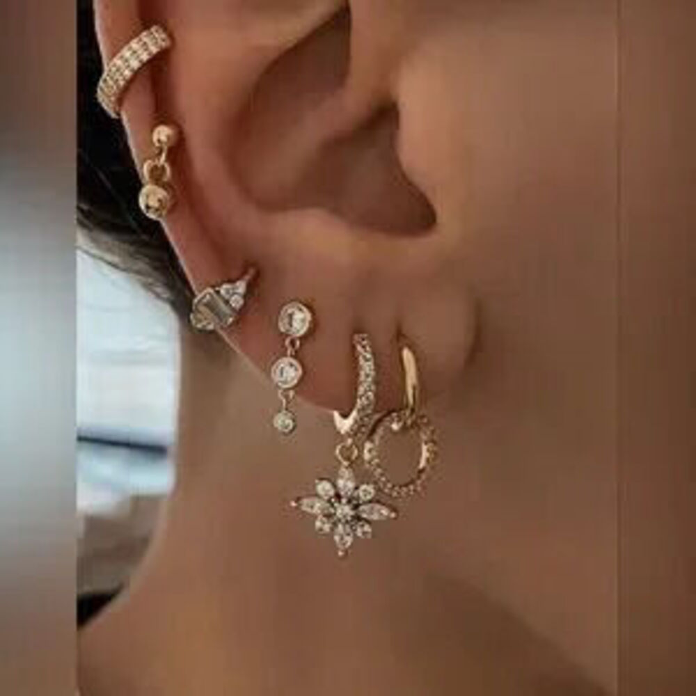 6-Piece Gold & CZ Earring Set Dainty